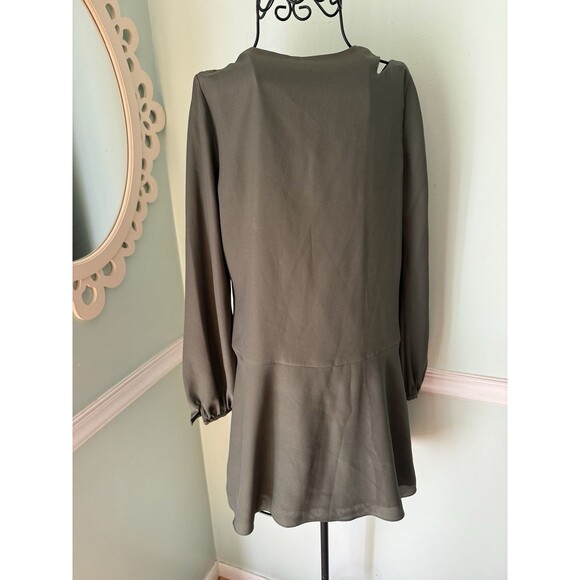 Crosby By Mollie S Burch Drop Waist Long Sleeve Green V-neck Women’s Dress - Picture 3 of 7